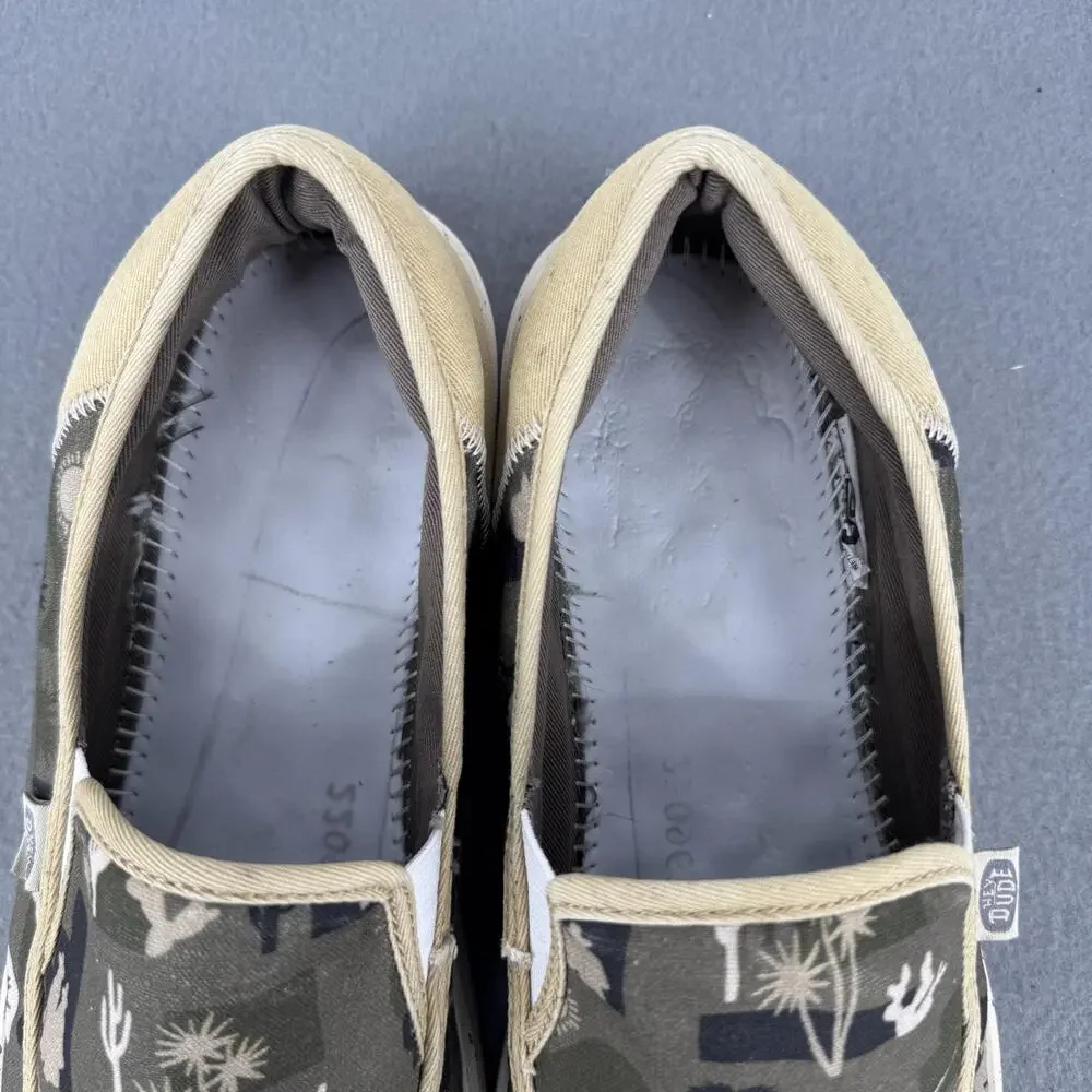 Hey Dude Sunapee M Slip On Desert Shoes Mens‎ Size 12 Green Canvas Camo Casual